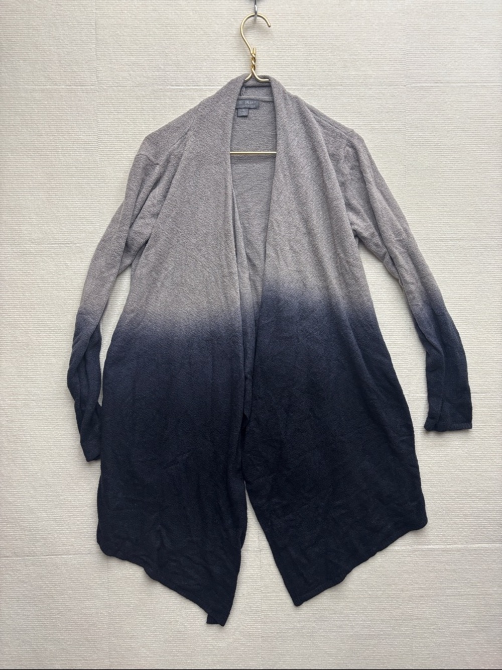 Barefoot Dreams | L/XL Ombre Open-Front Cardigan Sweater - Gray to Navy large XL